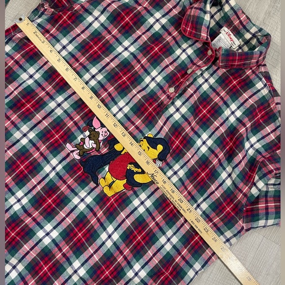 Vintage Disney Winnie The Pooh Pajama 1/4 Button Shirt Womens One Size Check - Picture 7 of 9